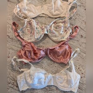 Victoria Secret Vintage Bra 36C 4 PCs 2 Satin T-shirt & 2 Demi Cup All Underwire